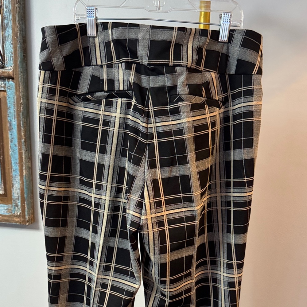 New York & Company pull on Plaid checkered high waist trousers Pants NEW L - Picture 8 of 15
